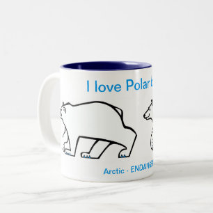 Wilde dieren - Ik hou van Polar BEREN - Arctic Tweekleurige Koffiemok