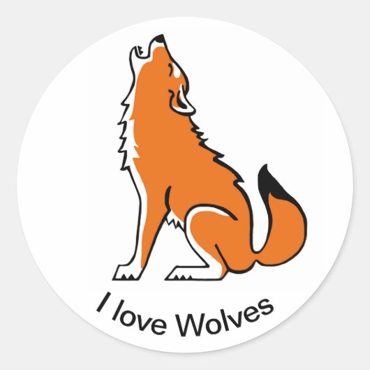 Wilde dieren - Ik hou van WOLVEN-Dierenvriend - Ronde Sticker (Voorkant)