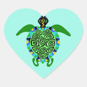 Wilde dieren - Ik hou van Zee SCHILDPADDEN - Aqua Hart Sticker