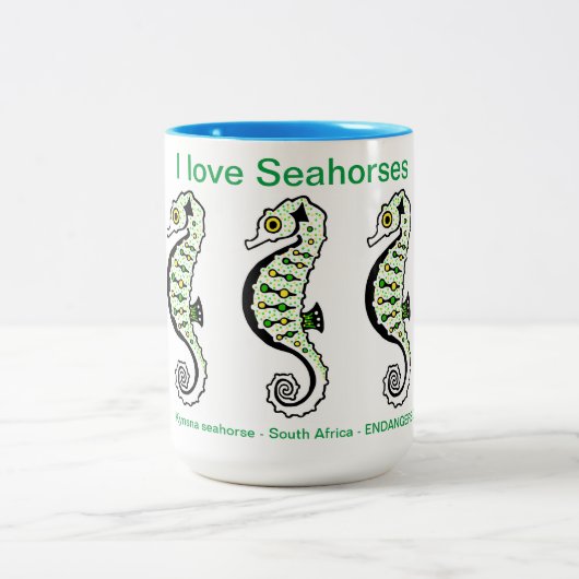 Wilde dieren - Ik hou van zeepaardjes - Oceanen Tweekleurige Koffiemok (Center)
