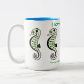 Wilde dieren - Ik hou van zeepaardjes - Oceanen Tweekleurige Koffiemok (Links)