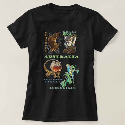 Wilde dieren in Australië T-shirt (Design voorkant)
