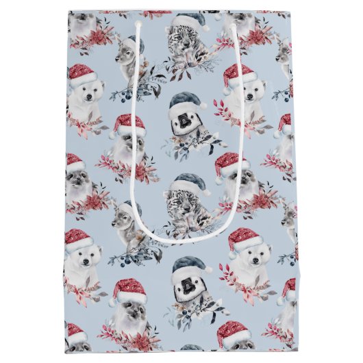 Wilde dieren in de kerstmis van Santa hat koken Medium Cadeauzakje (Achterkant)