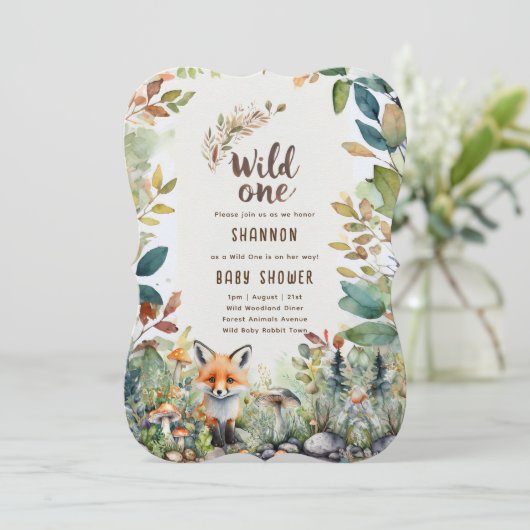 Wilde Dieren in het Bos Houten Stijl Kaart (Staand voorkant)