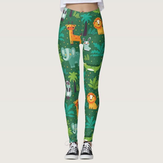 Wilde dieren in Oerwoud Leggings (Voorkant)