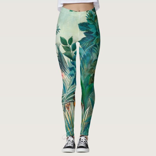Wilde dieren in tropisch Oerwoud schilderen Leggings (Voorkant)