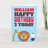 Wilde dieren Kinderen elke leeftijdsnaam geboorted Kaart (Voorkant)