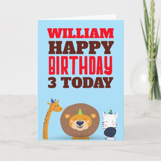 Wilde dieren Kinderen elke leeftijdsnaam geboorted Kaart (Voorkant)