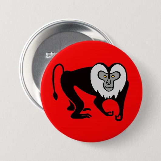 Wilde dieren - Leeuwenstaartmakaak -Aap -Rood Ronde Button 7,6 Cm (Voorkant /achterkant)