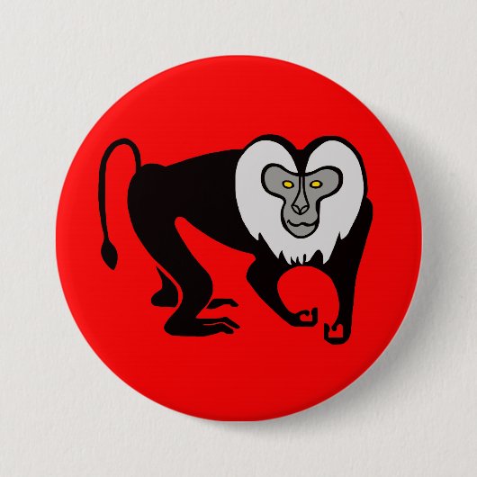 Wilde dieren - Leeuwenstaartmakaak -Aap -Rood Ronde Button 7,6 Cm (Voorkant)