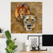 Wilde dieren - Lonen en Leeuwen Poster (Thuiskantoor)