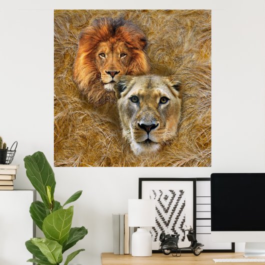 Wilde dieren - Lonen en Leeuwen Poster (Thuiskantoor)