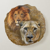 Wilde dieren - Lonen en Leeuwen Rond Kussen (Achterkant)