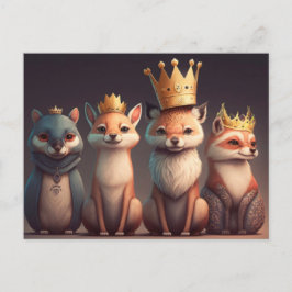 Wilde dieren met kronen briefkaart