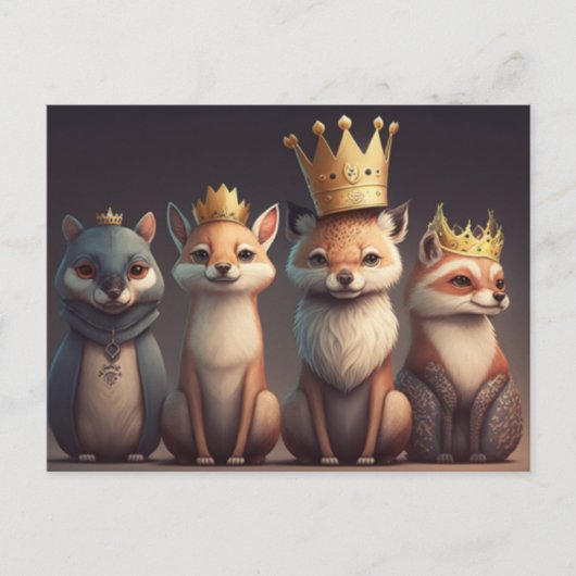 Wilde dieren met kronen briefkaart (Voorkant)