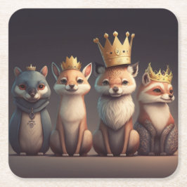 Wilde dieren met kronen kartonnen onderzetters