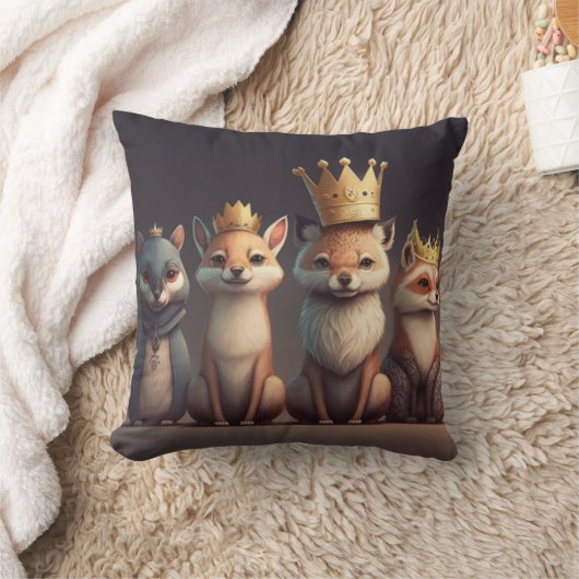 Wilde dieren met kronen kussen (Deken)