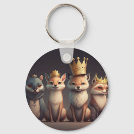 Wilde dieren met kronen sleutelhanger