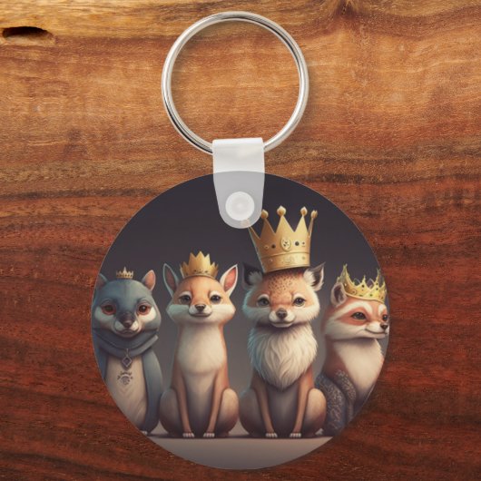 Wilde dieren met kronen sleutelhanger (Achterkant)