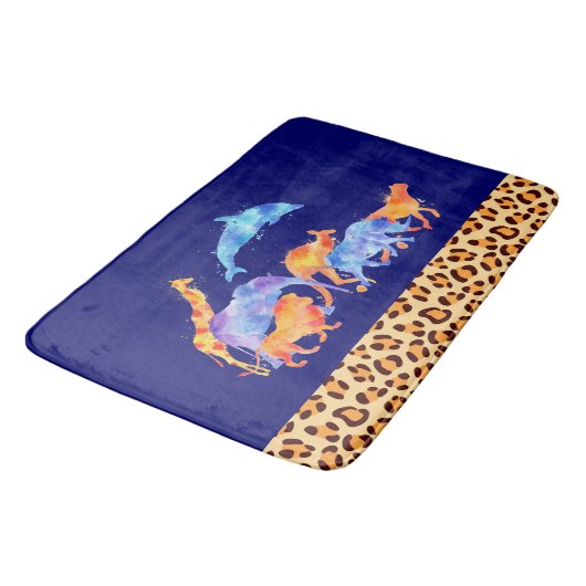 Wilde dieren met luipaard badmat (Gekanteld)