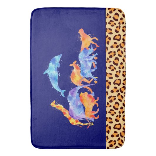 Wilde dieren met luipaard badmat (Voorkant Verticaal)