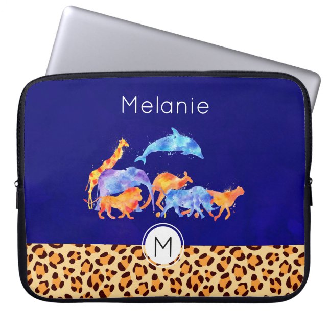 Wilde dieren met luipaard laptop sleeve (Voorkant)