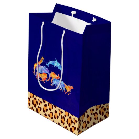 Wilde dieren met luipaard medium cadeauzakje (Achterkant Gekanteld)