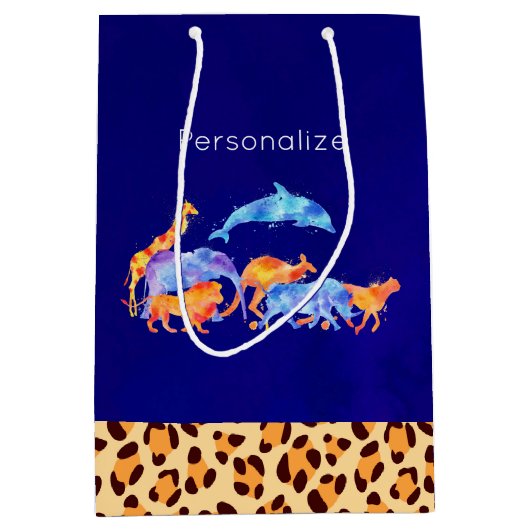 Wilde dieren met luipaard medium cadeauzakje (Voorkant)