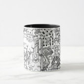 Wilde dieren met moderne zwarte en witte kunst mok (Midden)