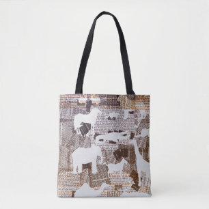 Wilde dieren met tekst tote bag