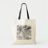 Wilde dieren met zwarte en witte tekening tote bag (Voorkant)