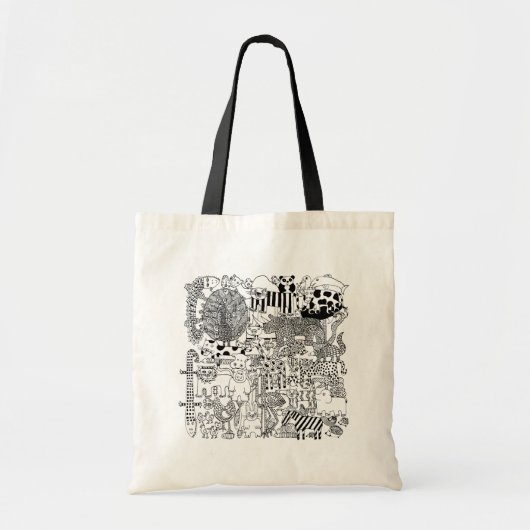 Wilde dieren met zwarte en witte tekening tote bag (Voorkant)