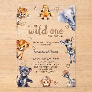 Wilde Dieren Moderne Eenvoudige Baby Shower Voor J Acryl Uitnodigingen
