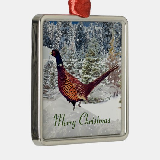 Wilde dieren/Natuur-fazant tijdens winterkerstmis Metalen Ornament (Rechts)