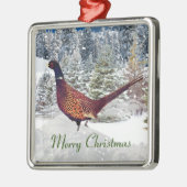 Wilde dieren/Natuur-fazant tijdens winterkerstmis Metalen Ornament (Links)