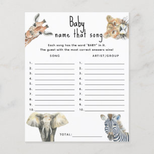 Wilde dieren - Noem dat liedje baby shower spel