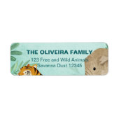 Wilde dieren Oerwoud Safari Zoo Tiger Elephant Boy Etiket (Voorkant)