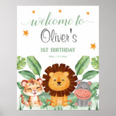 Wilde Dieren Oerwouden Tropische Jongen Verjaardag Poster (Voorkant)