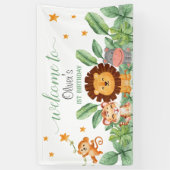 Wilde Dieren Oerwouden Tropische Jongen Verjaardag Spandoek (Verticaal)