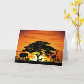 Wilde dieren op Afrikaanse savanne zonsondergang Kaart (Gele Bloem)