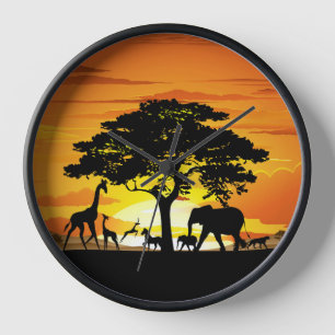 Wilde dieren op de Afrikaanse Savanna Sunset