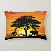 Wilde dieren op de Afrikaanse Savanna Sunset Accent Kussen (Voorkant)