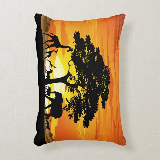Wilde dieren op de Afrikaanse Savanna Sunset Accent Kussen (Voorkant(Verticaal))