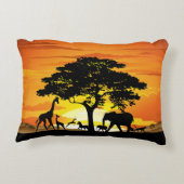 Wilde dieren op de Afrikaanse Savanna Sunset Accent Kussen (Achterkant)