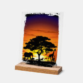 Wilde dieren op de Afrikaanse Savanna Sunset Acryl Bord (Hoek)