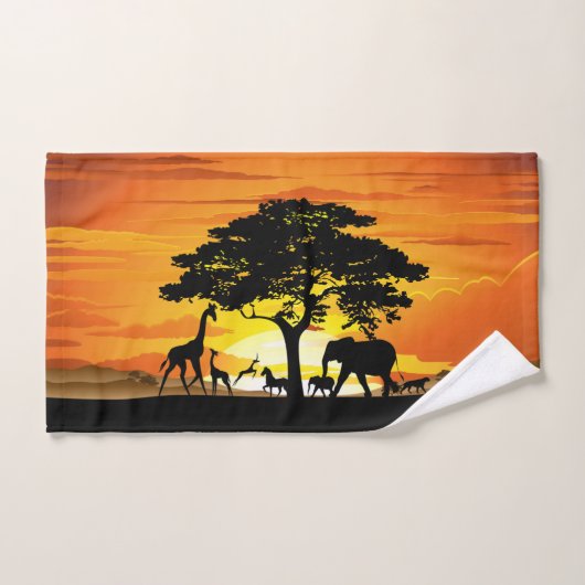 Wilde dieren op de Afrikaanse Savanna Sunset Bad Handdoek (Handdoek)