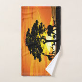 Wilde dieren op de Afrikaanse Savanna Sunset Bad Handdoek (Handdoek)