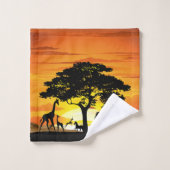 Wilde dieren op de Afrikaanse Savanna Sunset Bad Handdoek (Wasdoekje)