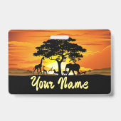 Wilde dieren op de Afrikaanse Savanna Sunset Badge (Back)