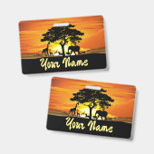 Wilde dieren op de Afrikaanse Savanna Sunset Badge (Front & Back)